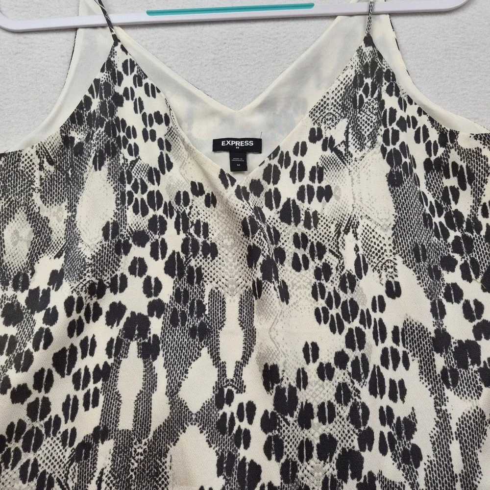 Express Snakeskin Blouse Sleeveless White Gray Tank Top Animal Print Chic Sexy M - Picture 3 of 13